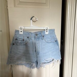 Levi's Blue Jean Shorts Distressed Frayed Hem